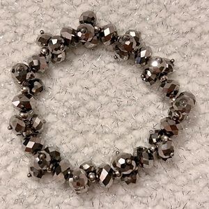 Silver Pewter Glass Beaded Bracelet